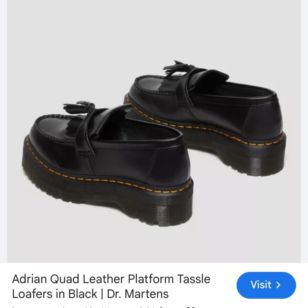 NWT Dr. Martens Adrian Quad Leather Platform Tassle Black Loafers Size 5 - Picture 2 of 6
